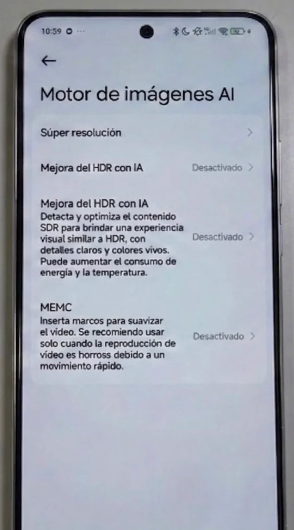 Motor de imágenes AI con superresolución, mejora HDR y MEMC