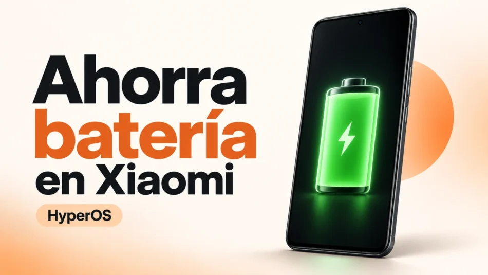 Ilustración de un teléfono con símbolo de batería para el tutorial de ahorro en Xiaomi con HyperOS