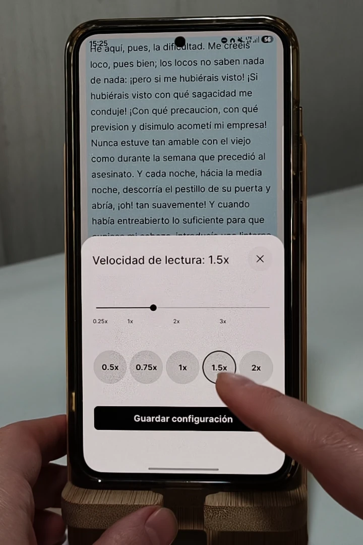 Control de velocidad de lectura en el reproductor de ElevenReader
